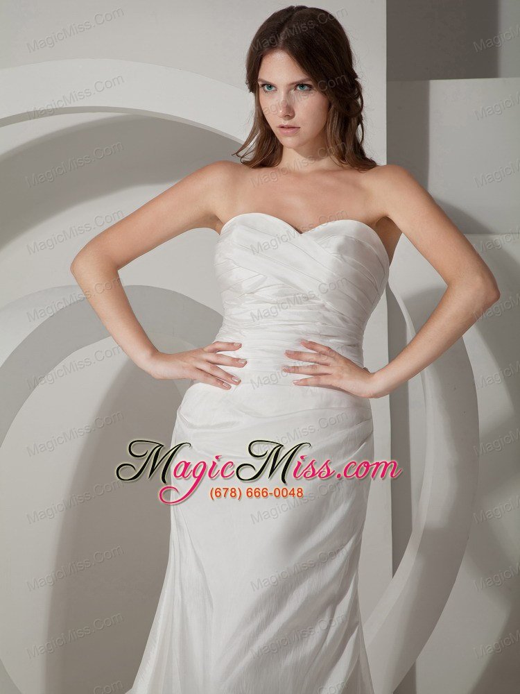 wholesale elegant column / sheath sweetheart court train taffeta ruched wedding dress