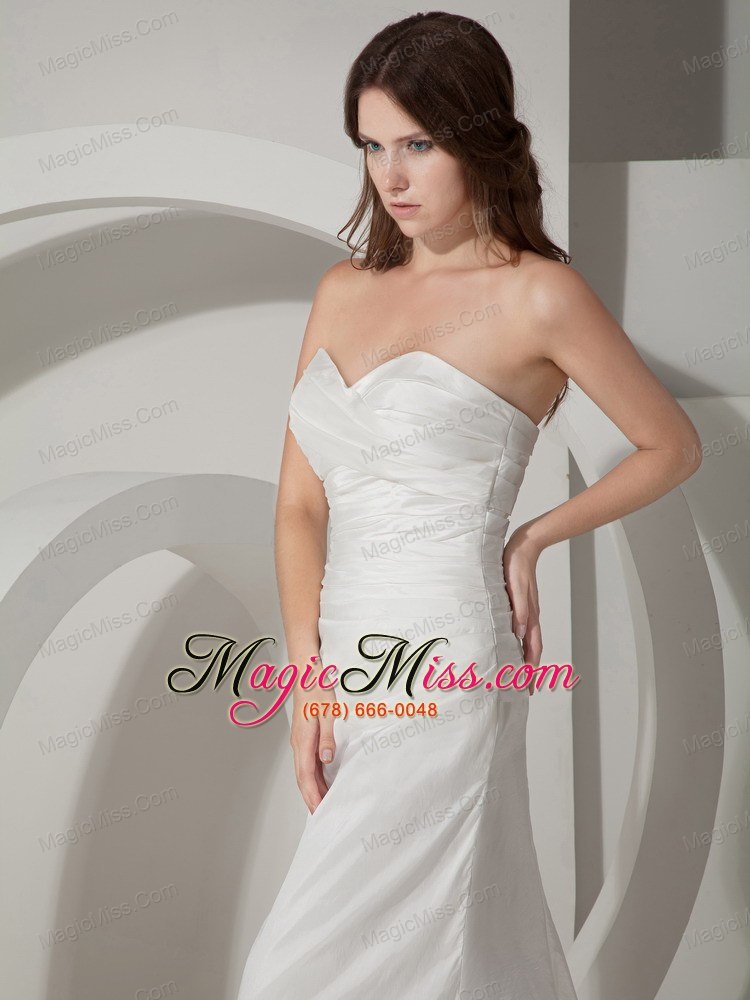 wholesale elegant column / sheath sweetheart court train taffeta ruched wedding dress