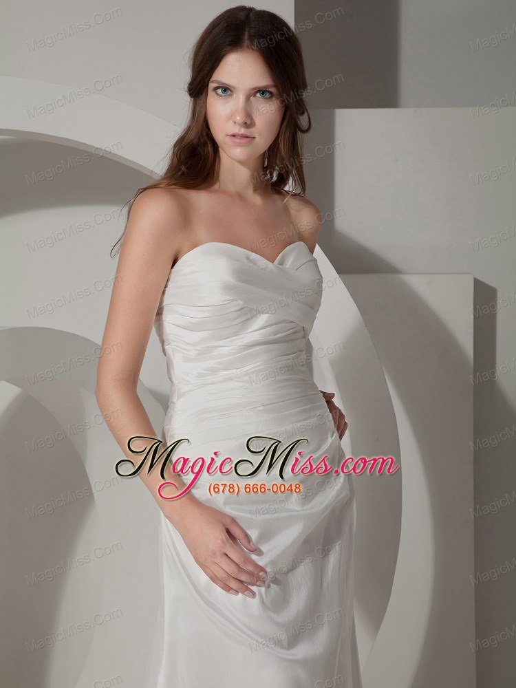 wholesale elegant column / sheath sweetheart court train taffeta ruched wedding dress