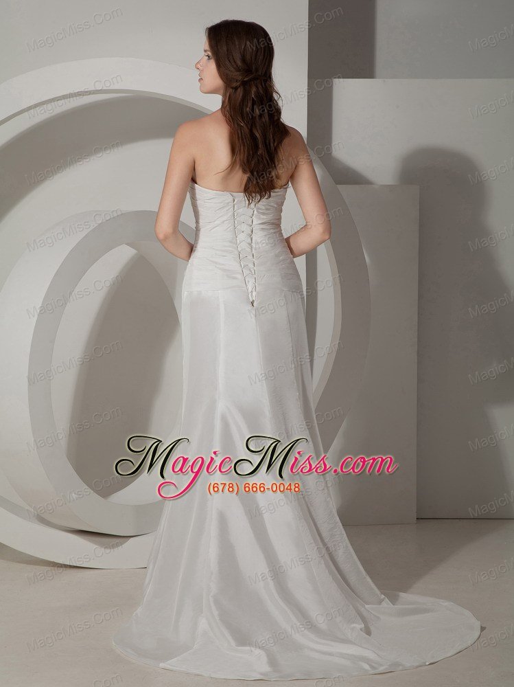 wholesale elegant column / sheath sweetheart court train taffeta ruched wedding dress