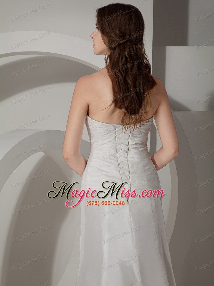 wholesale elegant column / sheath sweetheart court train taffeta ruched wedding dress