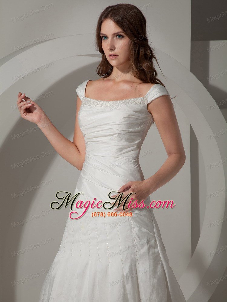 wholesale popular a-line / princess straps chapel traintaffeta beading wedding dress