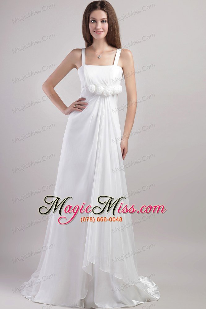 wholesale elegant empire straps watteau train chiffon handle flowers wedding dress