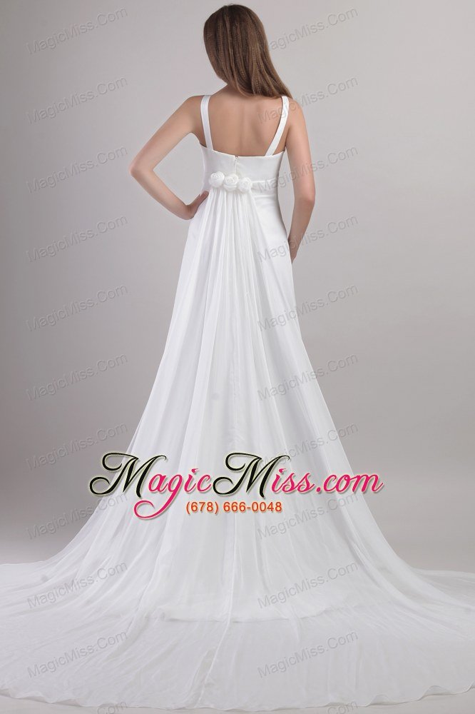 wholesale elegant empire straps watteau train chiffon handle flowers wedding dress