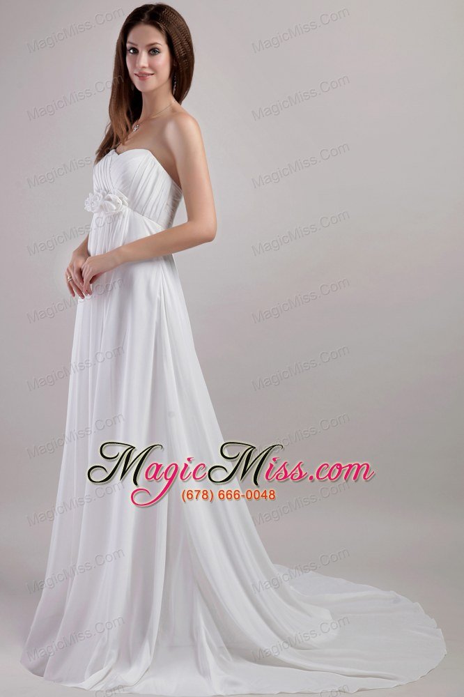 wholesale brand new empire sweetheart chapel train chiffon handle flowers wedding dress