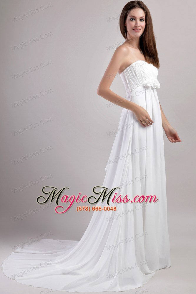 wholesale brand new empire sweetheart chapel train chiffon handle flowers wedding dress