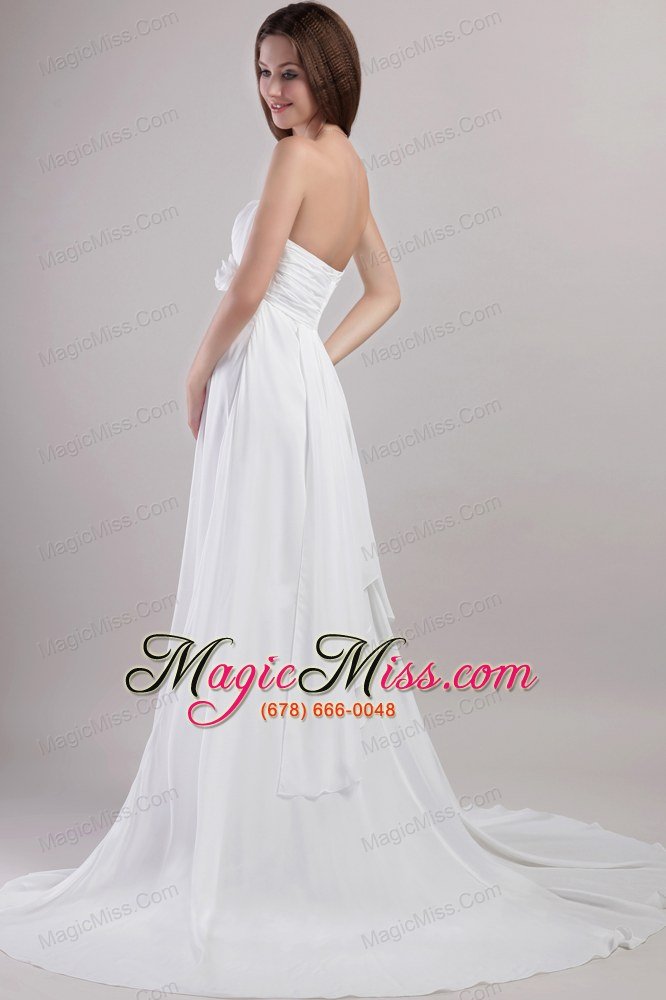 wholesale brand new empire sweetheart chapel train chiffon handle flowers wedding dress