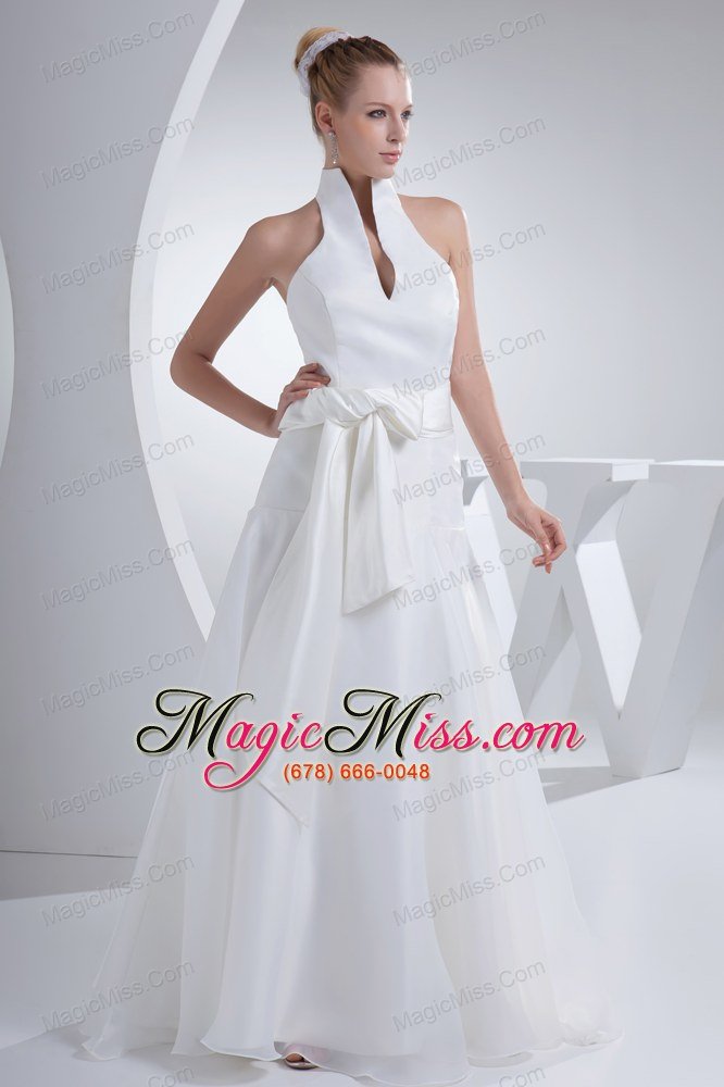 wholesale halter top sash a-line organza wedding dress