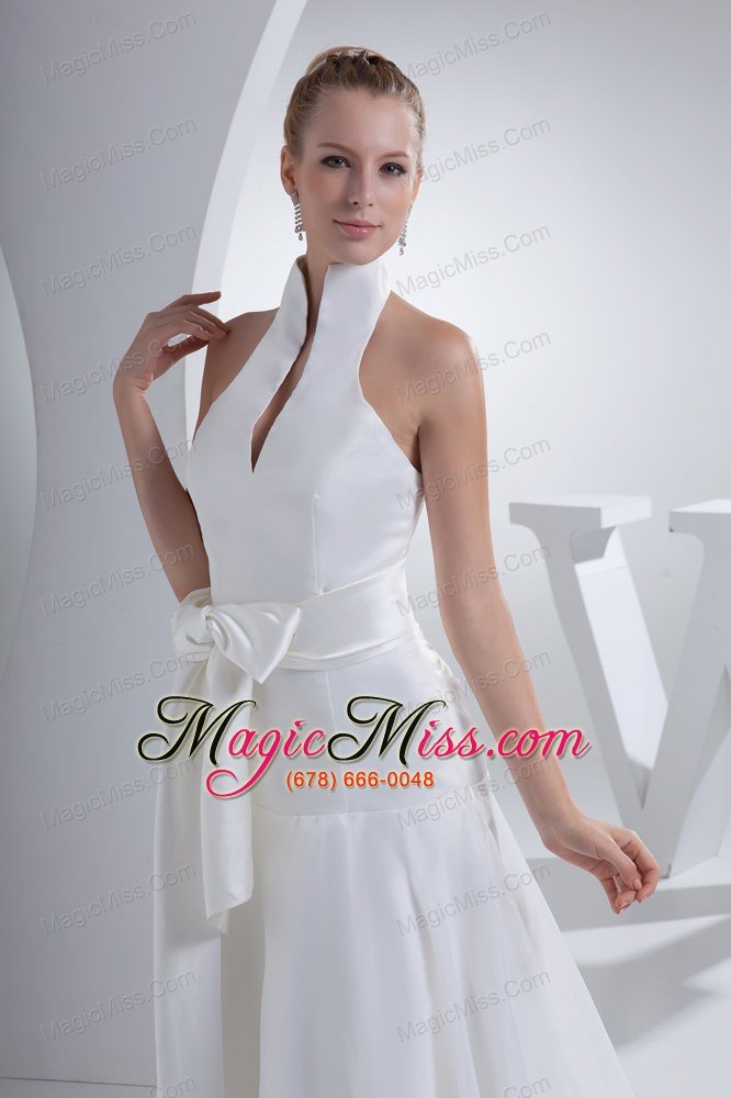 wholesale halter top sash a-line organza wedding dress