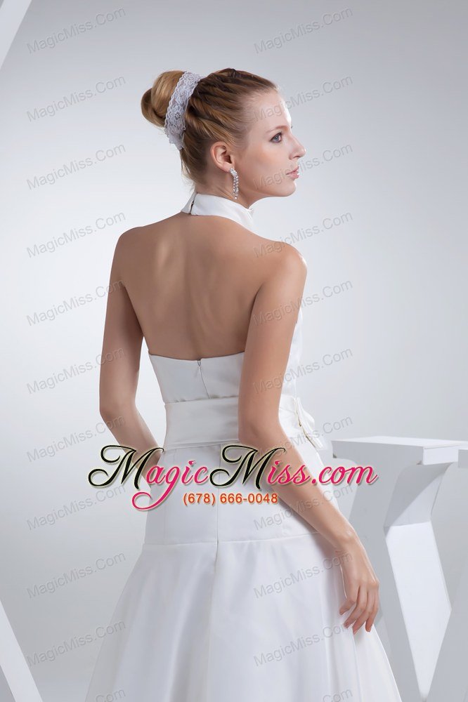 wholesale halter top sash a-line organza wedding dress