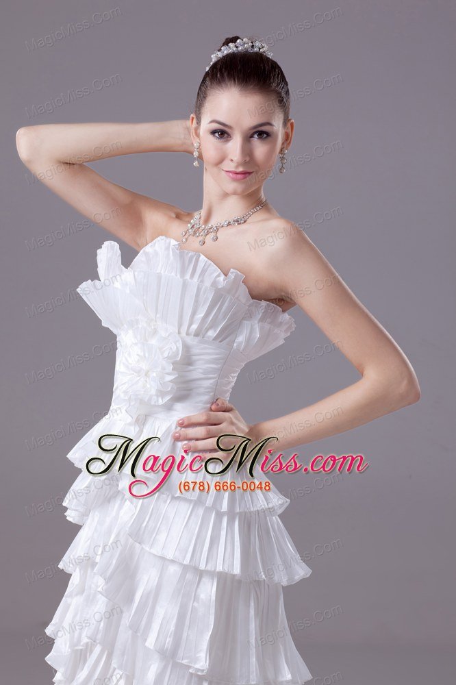 wholesale ruffles and pleat strapless column white long wedding dress