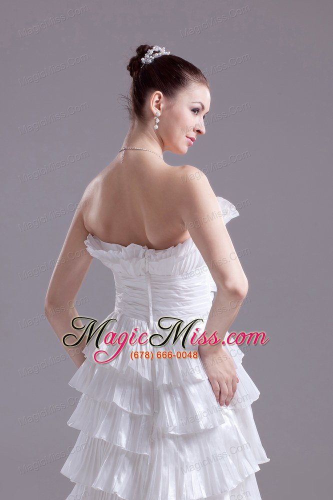 wholesale ruffles and pleat strapless column white long wedding dress