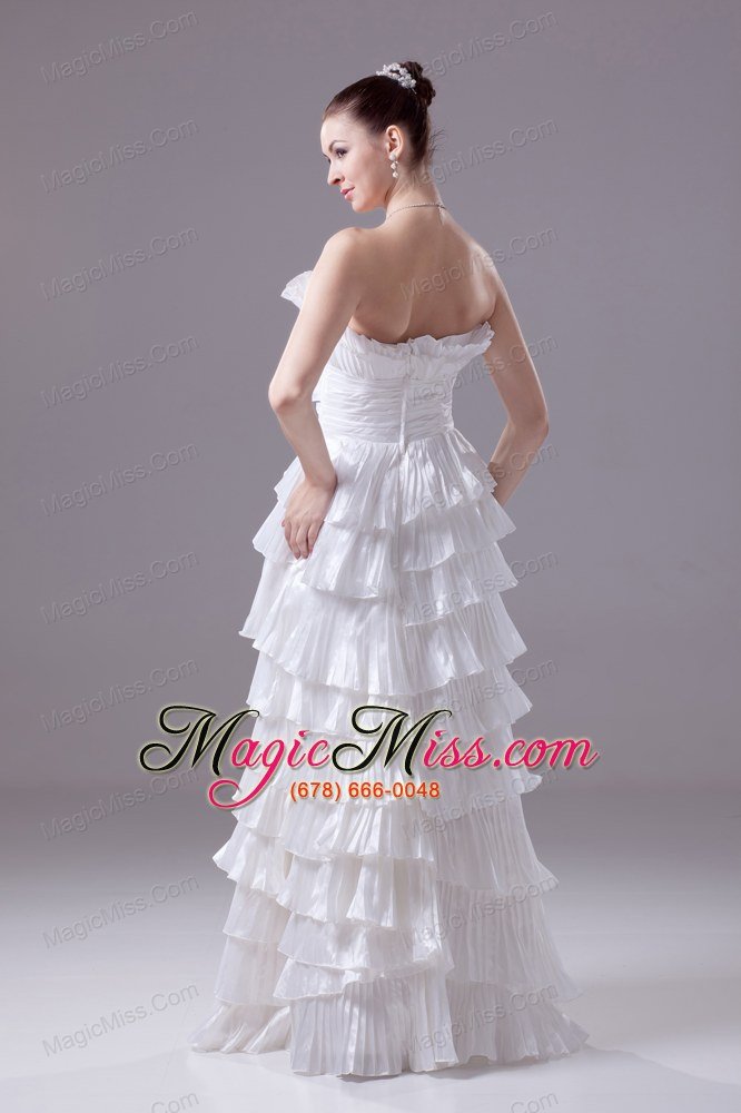 wholesale ruffles and pleat strapless column white long wedding dress