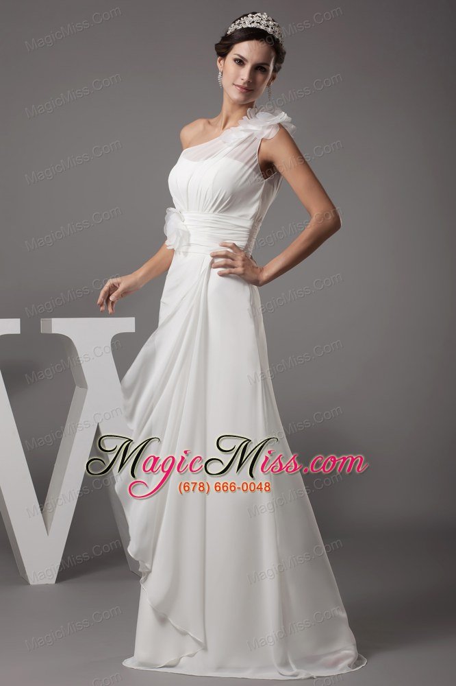 wholesale hand made flowers one shoulder long wedding dress