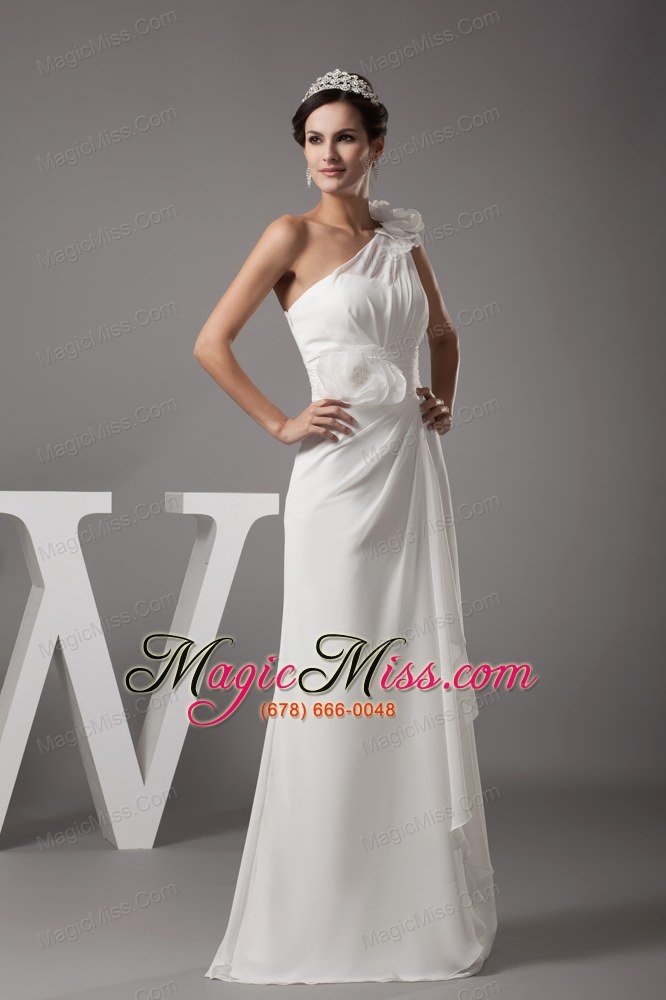 wholesale hand made flowers one shoulder long wedding dress