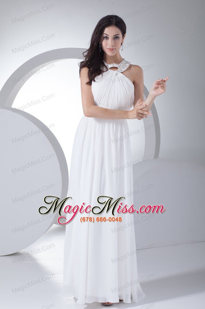 wholesale column high-neck ruching beading wedding dress