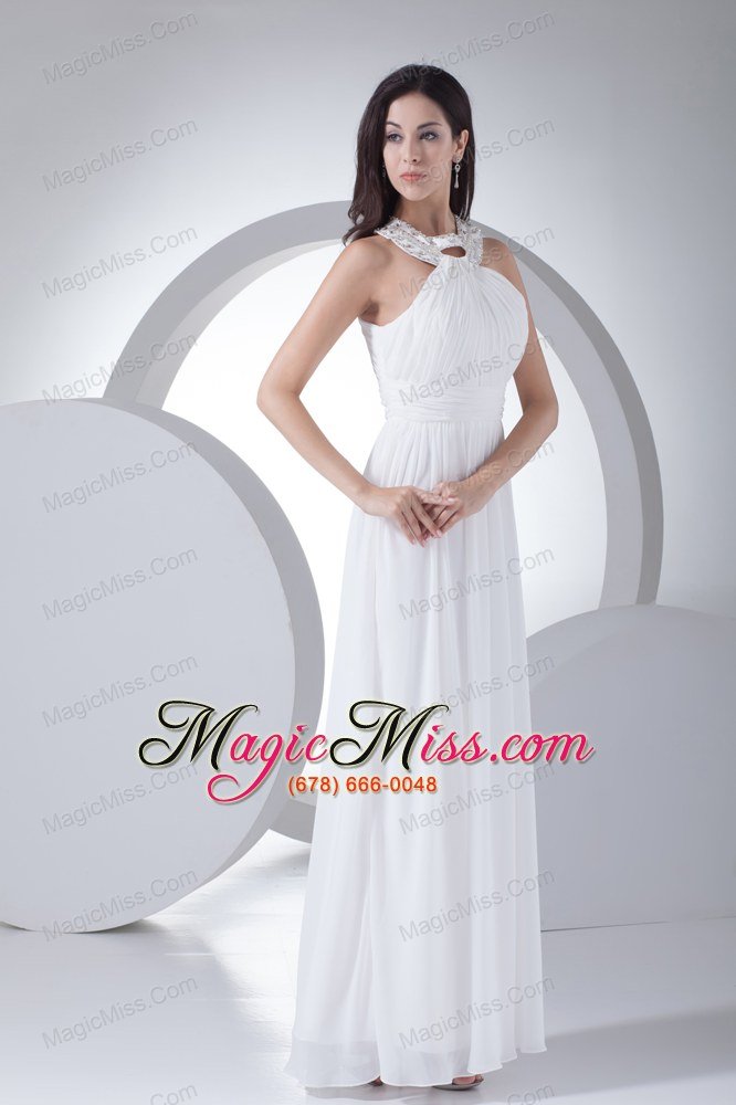 wholesale column high-neck ruching beading wedding dress