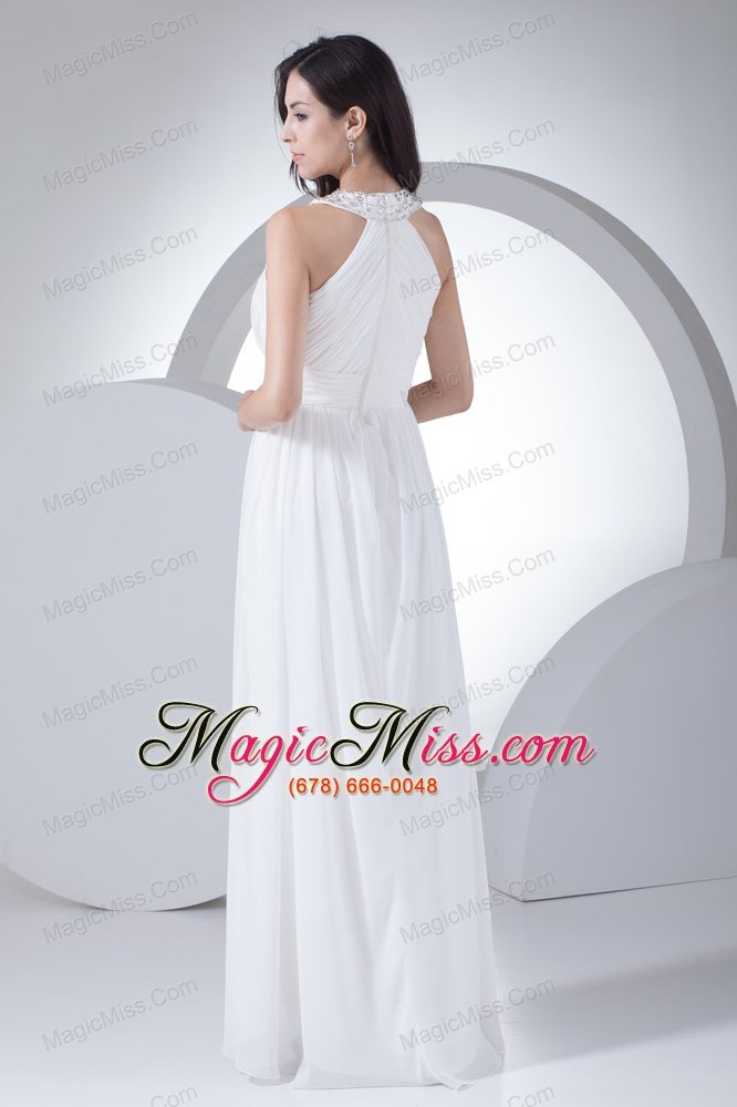 wholesale column high-neck ruching beading wedding dress