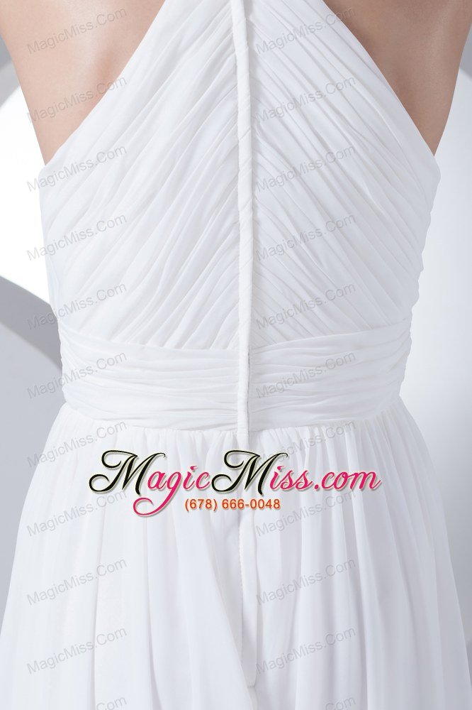 wholesale column high-neck ruching beading wedding dress