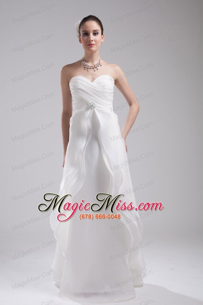 wholesale column sweetheart ruching organza wedding dress