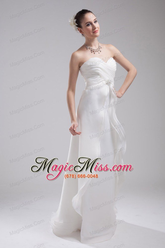 wholesale column sweetheart ruching organza wedding dress