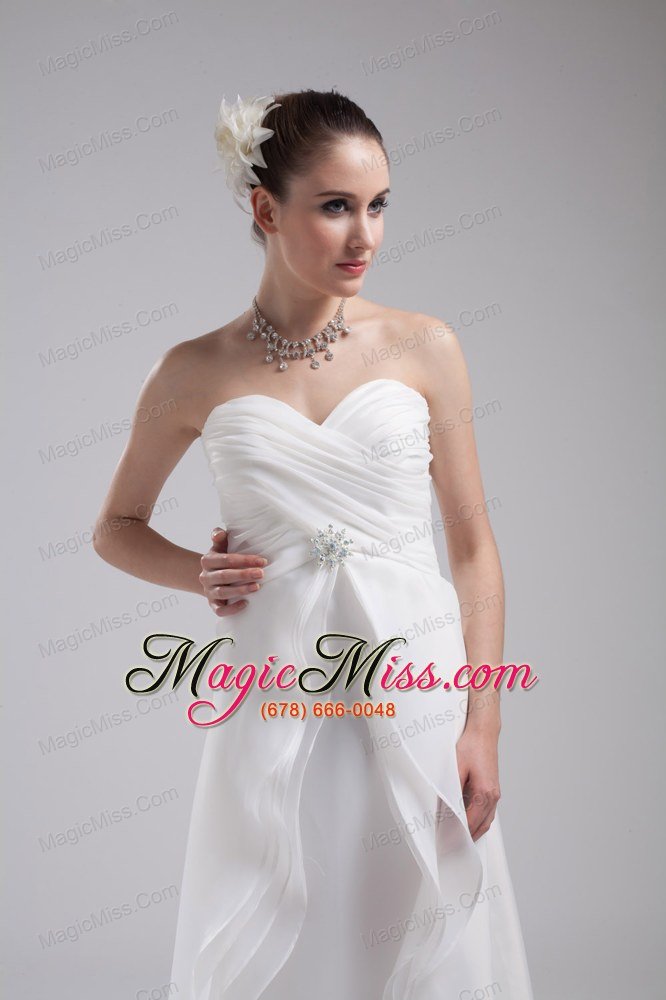 wholesale column sweetheart ruching organza wedding dress