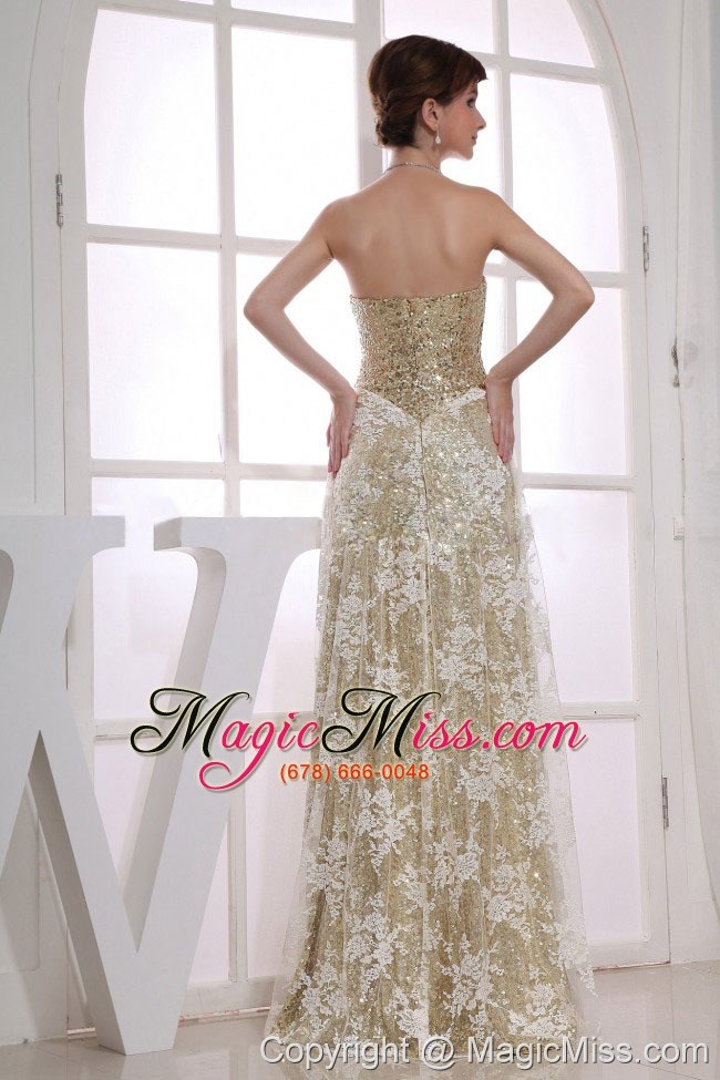 wholesale stylish empire floor-length sweetheart prom dress sequins champagne