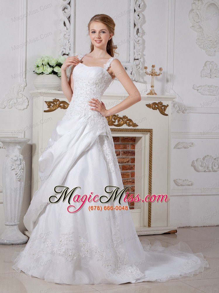 wholesale gorgeous a-line straps court train taffeta lace wedding dress