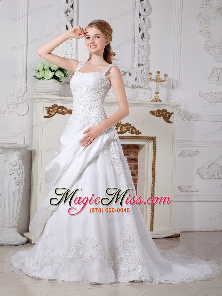 wholesale gorgeous a-line straps court train taffeta lace wedding dress