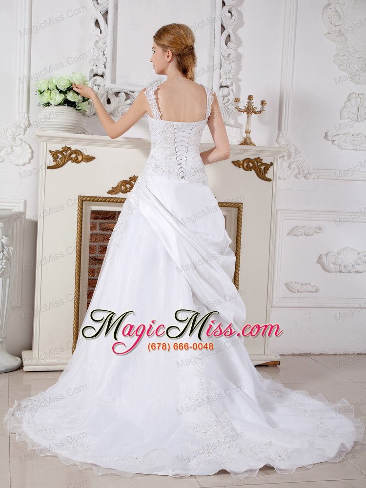 wholesale gorgeous a-line straps court train taffeta lace wedding dress