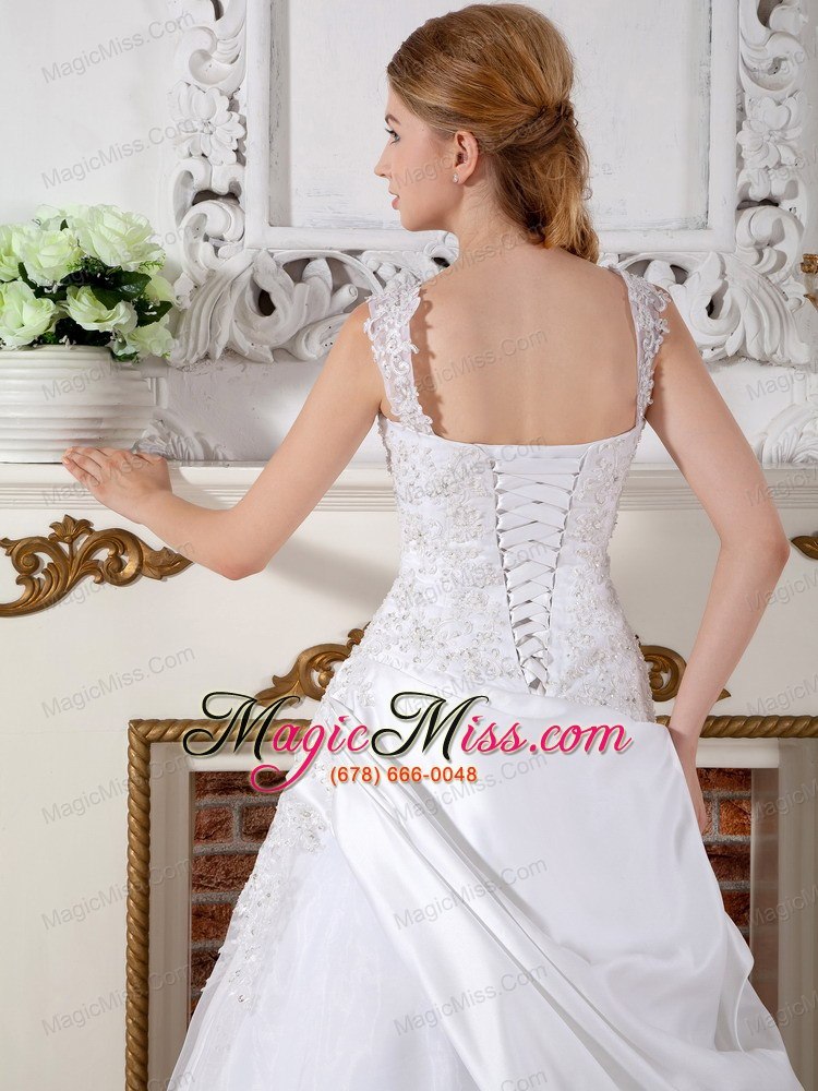 wholesale gorgeous a-line straps court train taffeta lace wedding dress