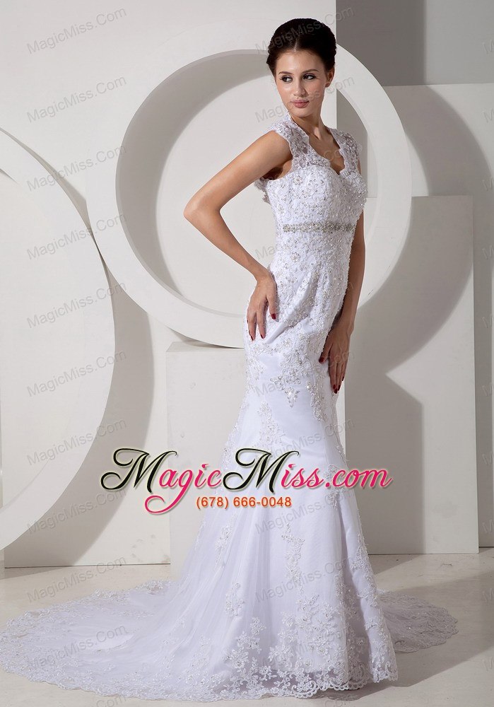 wholesale affordable mermaid square court train lace beading wedding dress