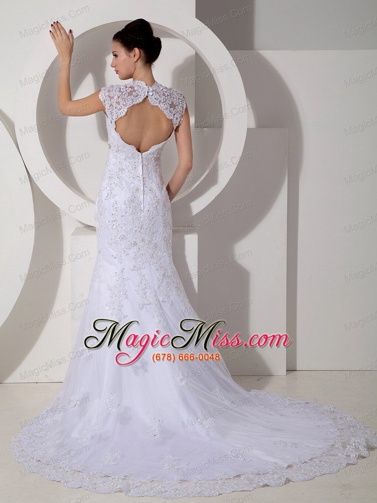 wholesale affordable mermaid square court train lace beading wedding dress