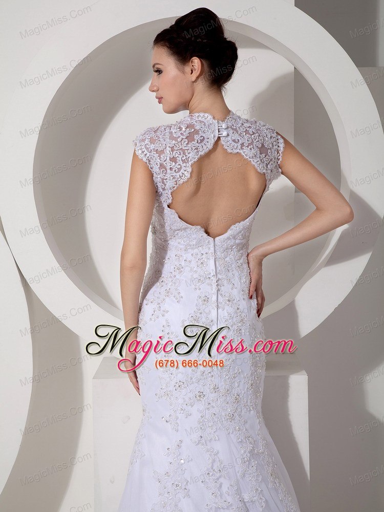 wholesale affordable mermaid square court train lace beading wedding dress