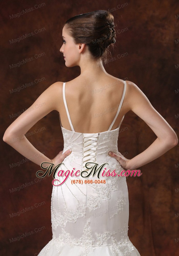 wholesale custom made spaghetti straps mermaid wedding dress lace over shirt