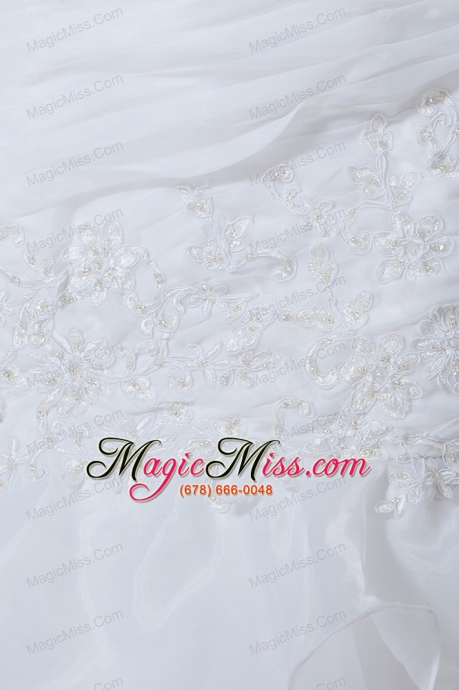 wholesale gorgeous mermaid strapless court train organza applqiues wedding dress