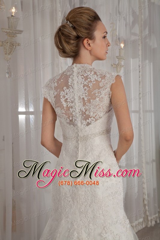 wholesale elegant mermaid / trumpet v-neck court lace beading and appliques wedding dress