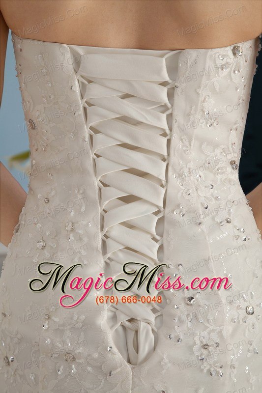 wholesale luxurious trumpet / mermaid strapless court train lace beading wedding dress