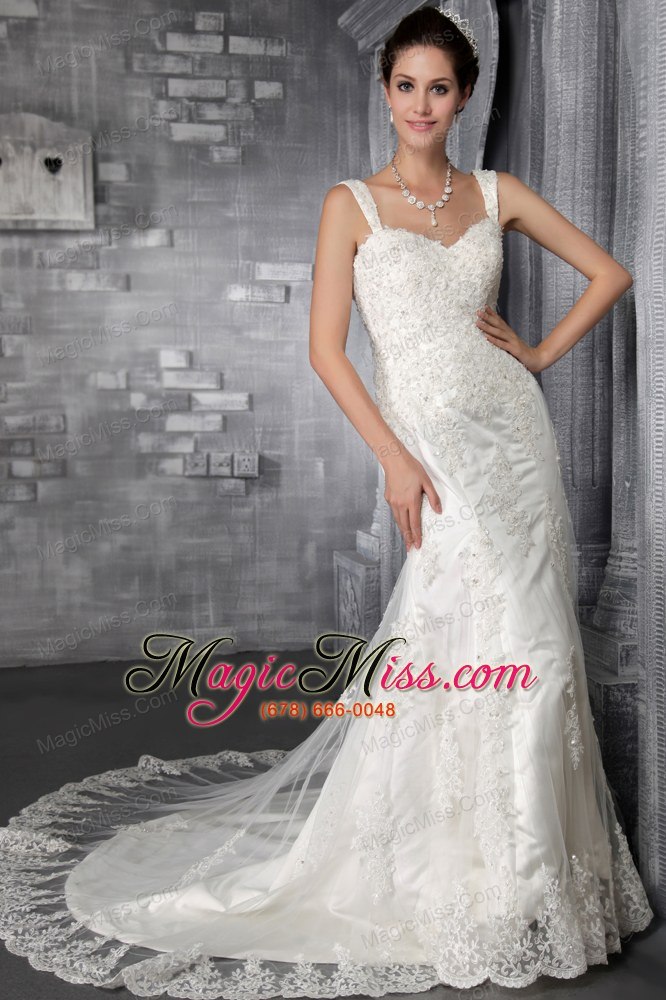 wholesale sexy mermaid/trumpet strap court train lace appliques wedding dress