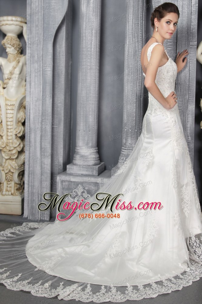 wholesale sexy mermaid/trumpet strap court train lace appliques wedding dress