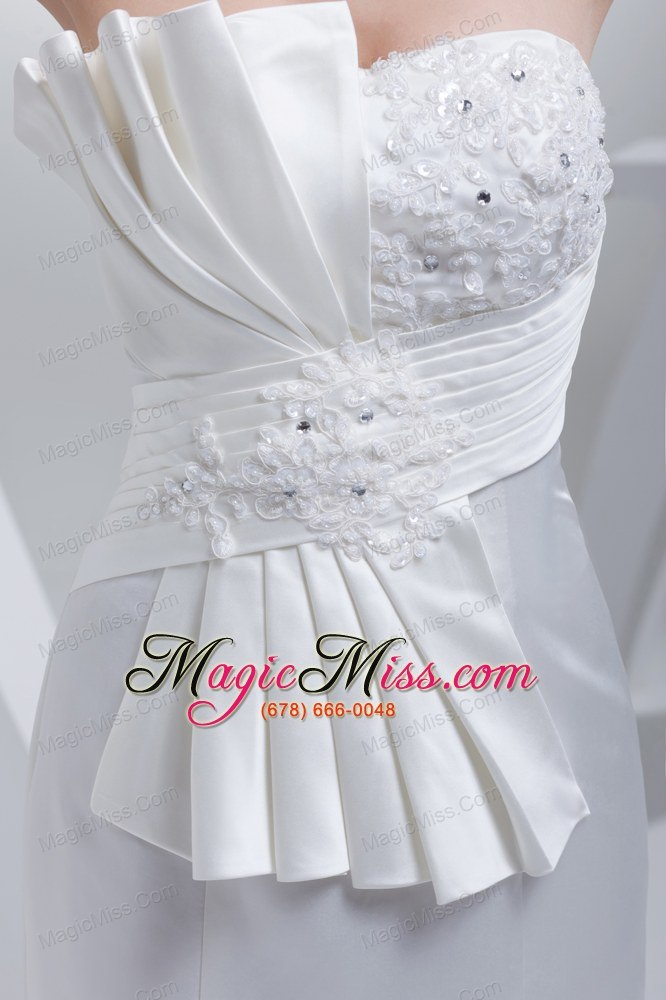 wholesale strapless satin mermaid ruching appliques wedding dress