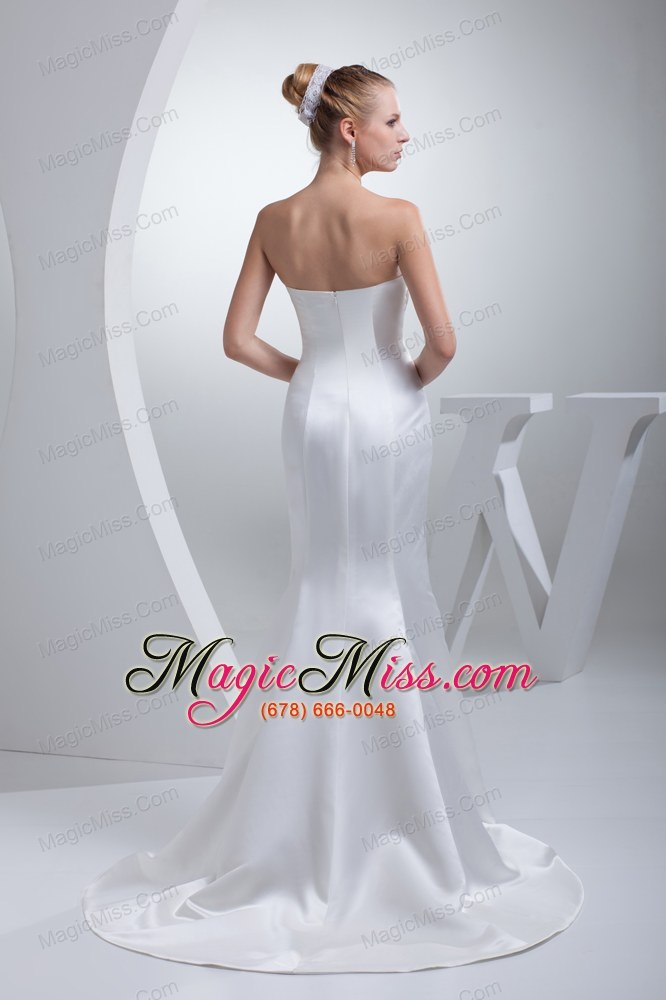 wholesale strapless satin mermaid ruching appliques wedding dress