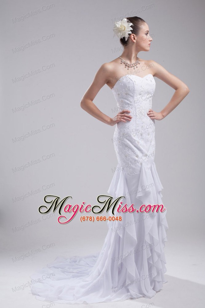 wholesale mermaid sweetheart embroidery ruffles wedding dress