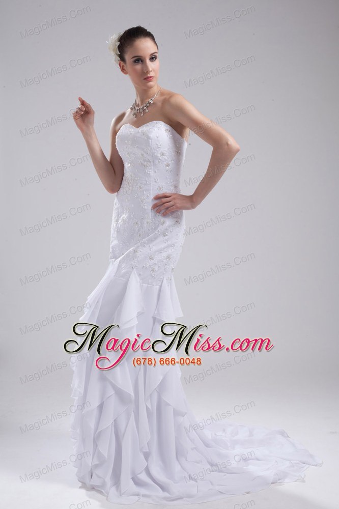 wholesale mermaid sweetheart embroidery ruffles wedding dress