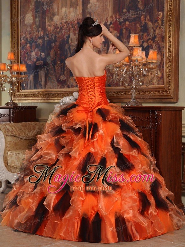 wholesale orange and black ball gown strapless floor-length organza quinceanera dress