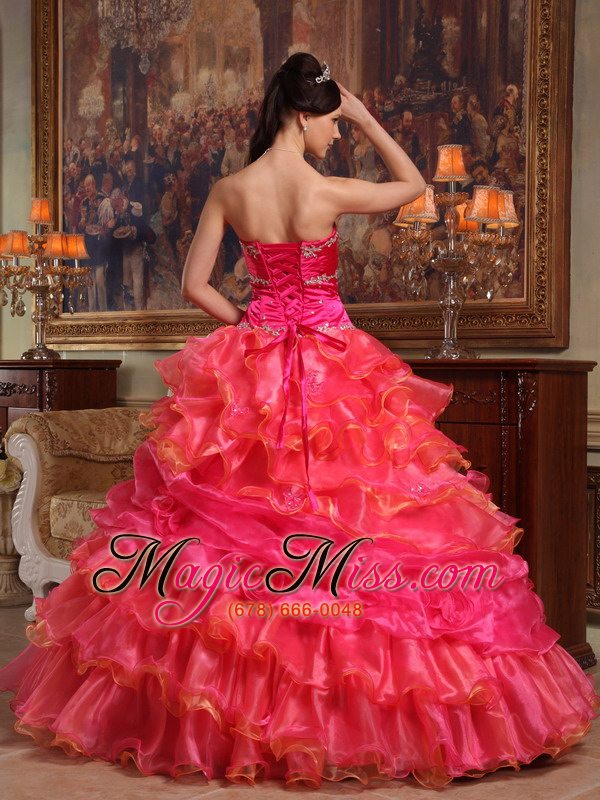 wholesale red ball gown sweetheart floor-length taffeta and organza beading quinceanera dress