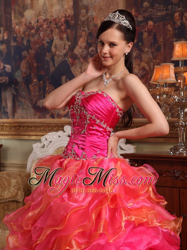 wholesale red ball gown sweetheart floor-length taffeta and organza beading quinceanera dress