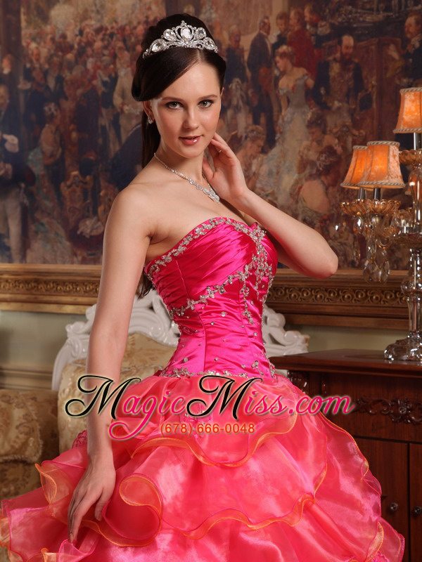 wholesale red ball gown sweetheart floor-length taffeta and organza beading quinceanera dress