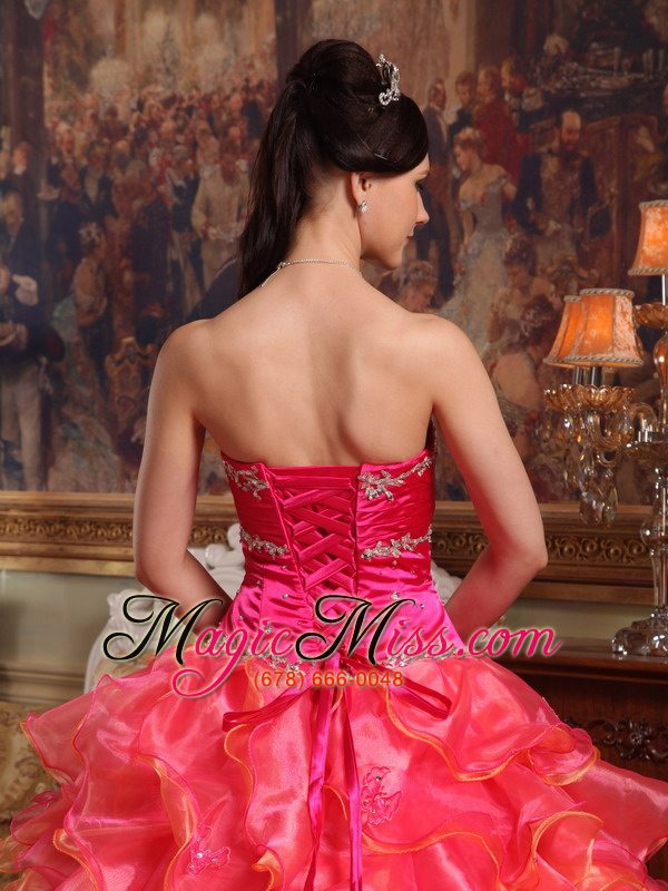 wholesale red ball gown sweetheart floor-length taffeta and organza beading quinceanera dress