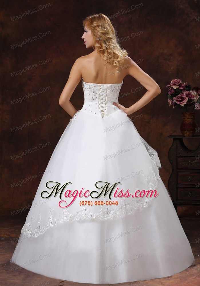 wholesale embroidery and beading decorate bodice strapless floor-length tulle and taffeta a-line 2013 wedding dress